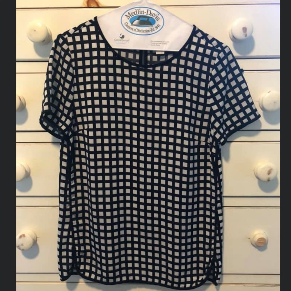 J Crew black and white blouse
